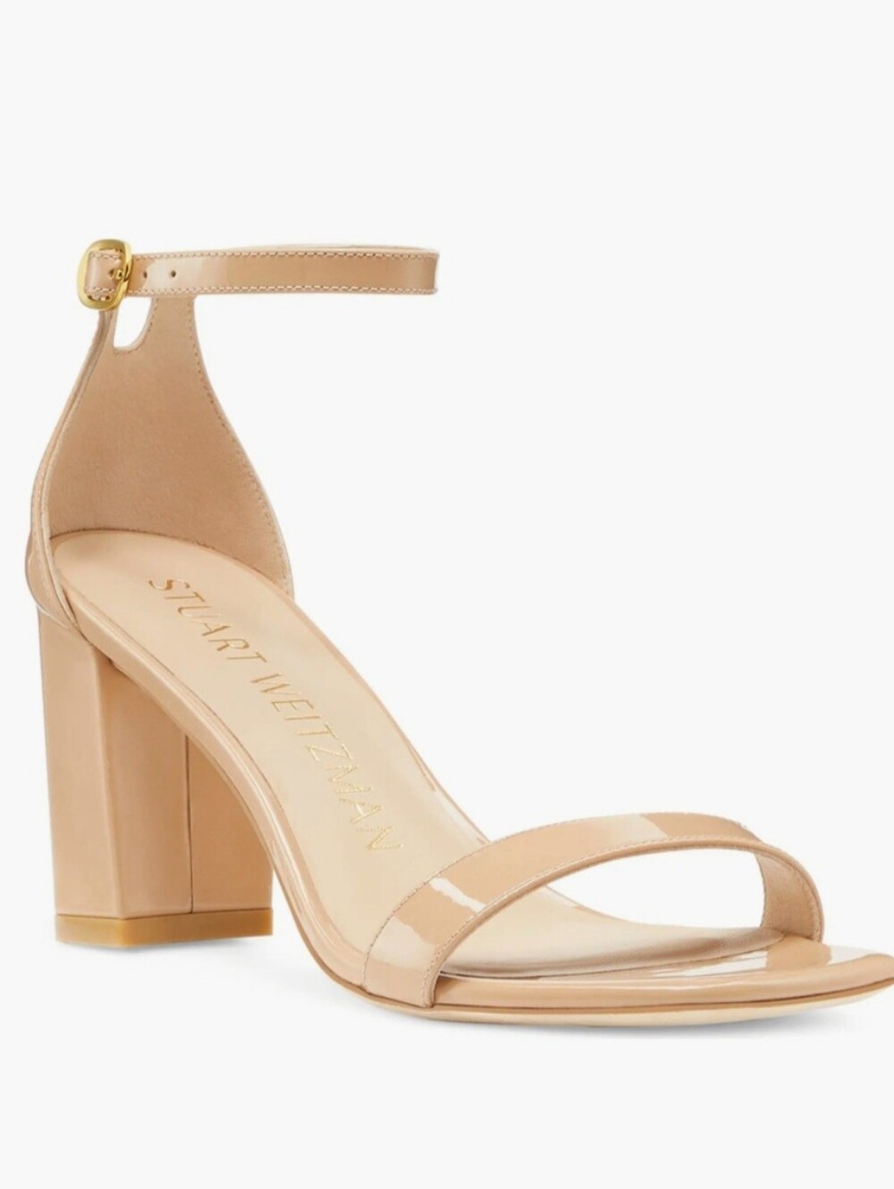 Stuart Weitzman Nudistcurve 75 Block Heel Sandal. Size 8B